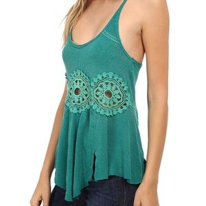 Free People Sundial Lace Tank - Shamrock Green